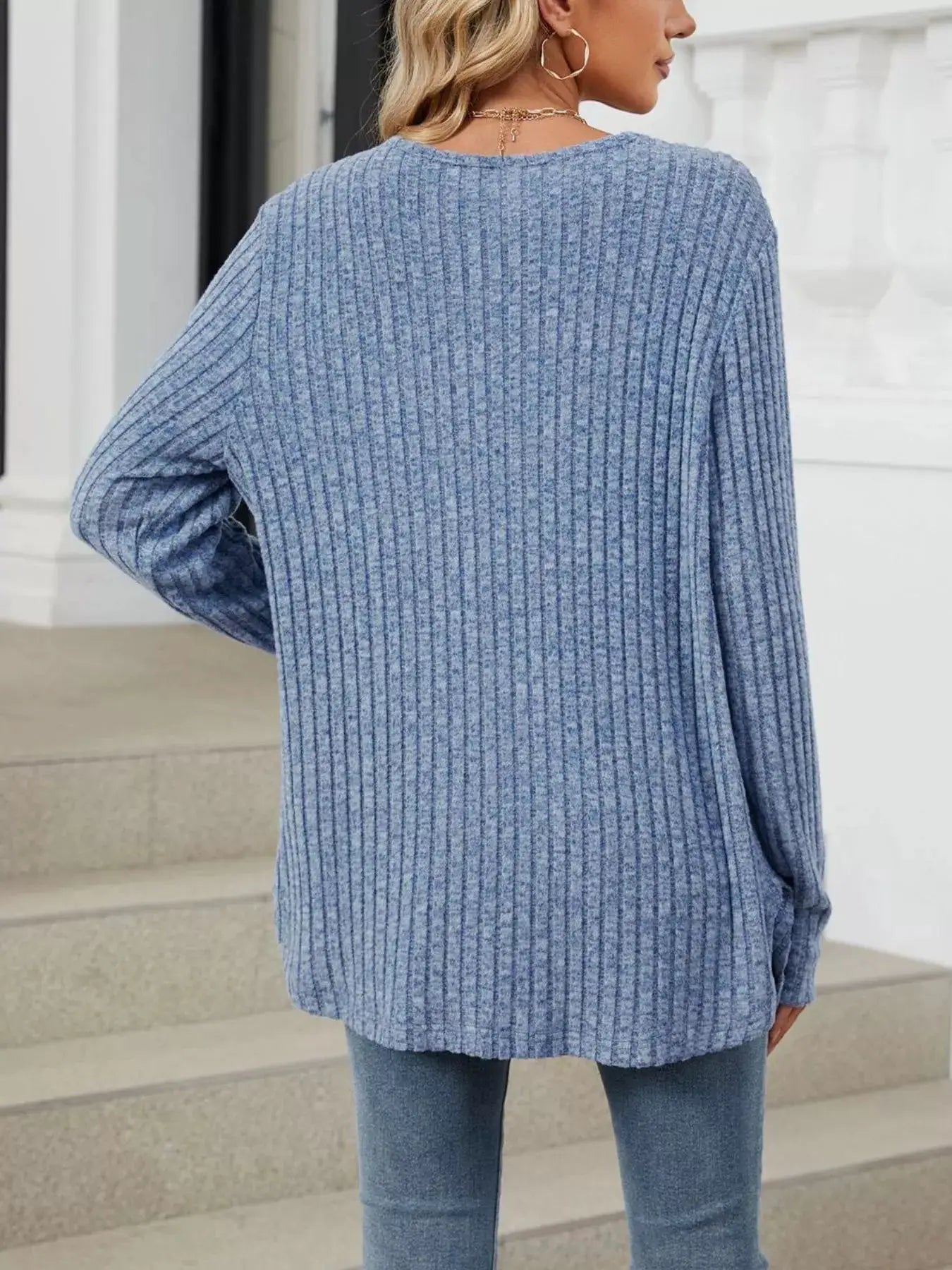 Ribbed Button-Up Cardigan by Trendsi