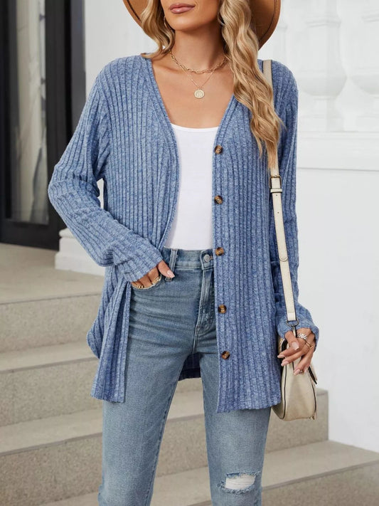 Ribbed Button-Up Cardigan - Bitsy Gypsy Boutique