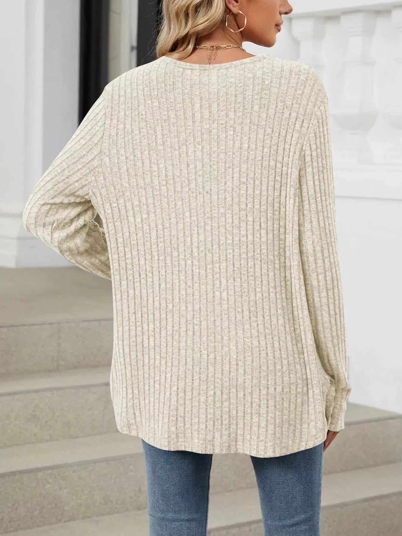 Ribbed Button-Up Cardigan by Trendsi