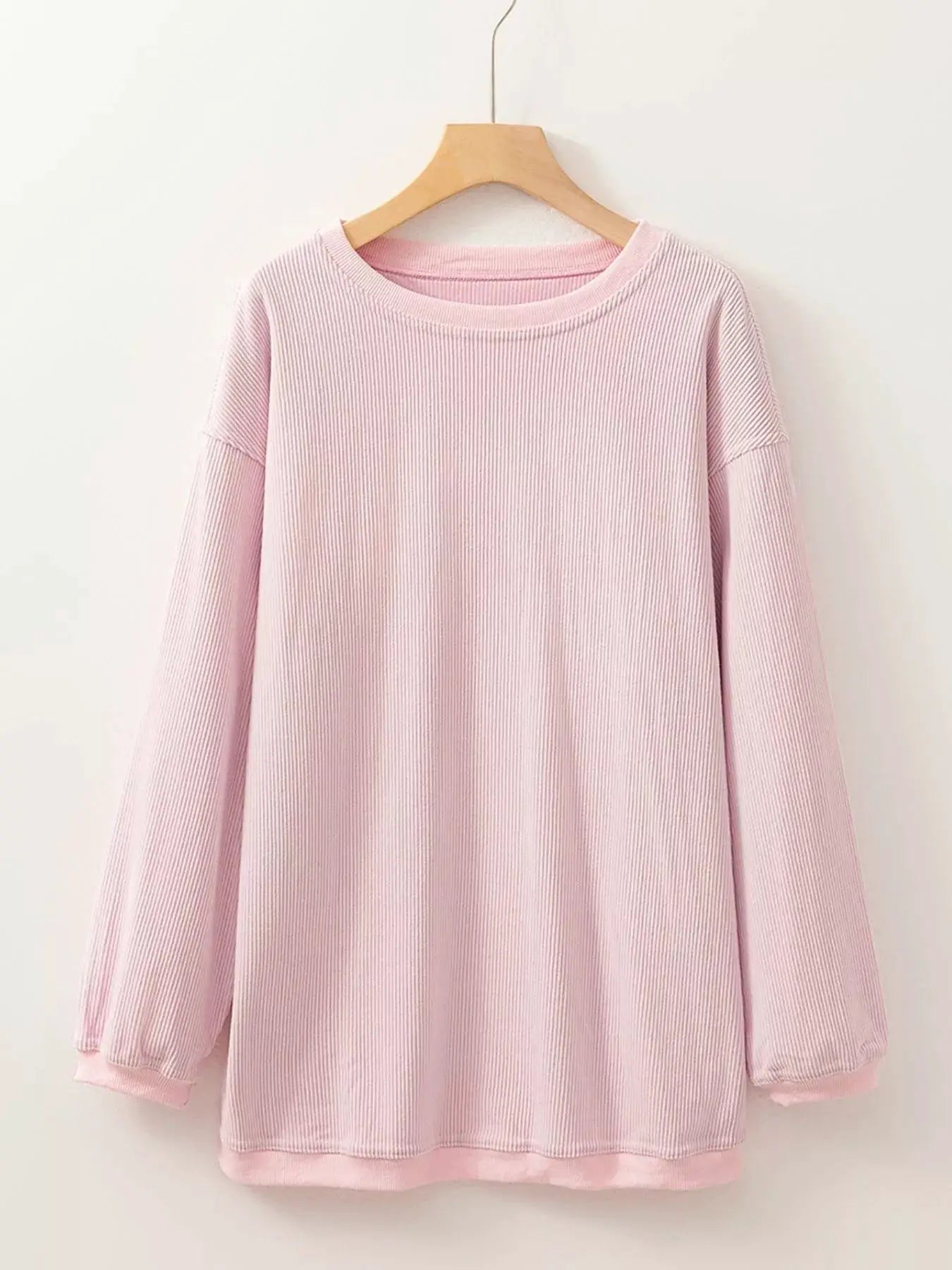 Ribbed Corduroy Oversized Sweatshirt by Trendsi