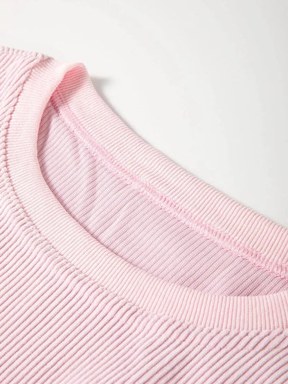 Ribbed Corduroy Oversized Sweatshirt by Trendsi