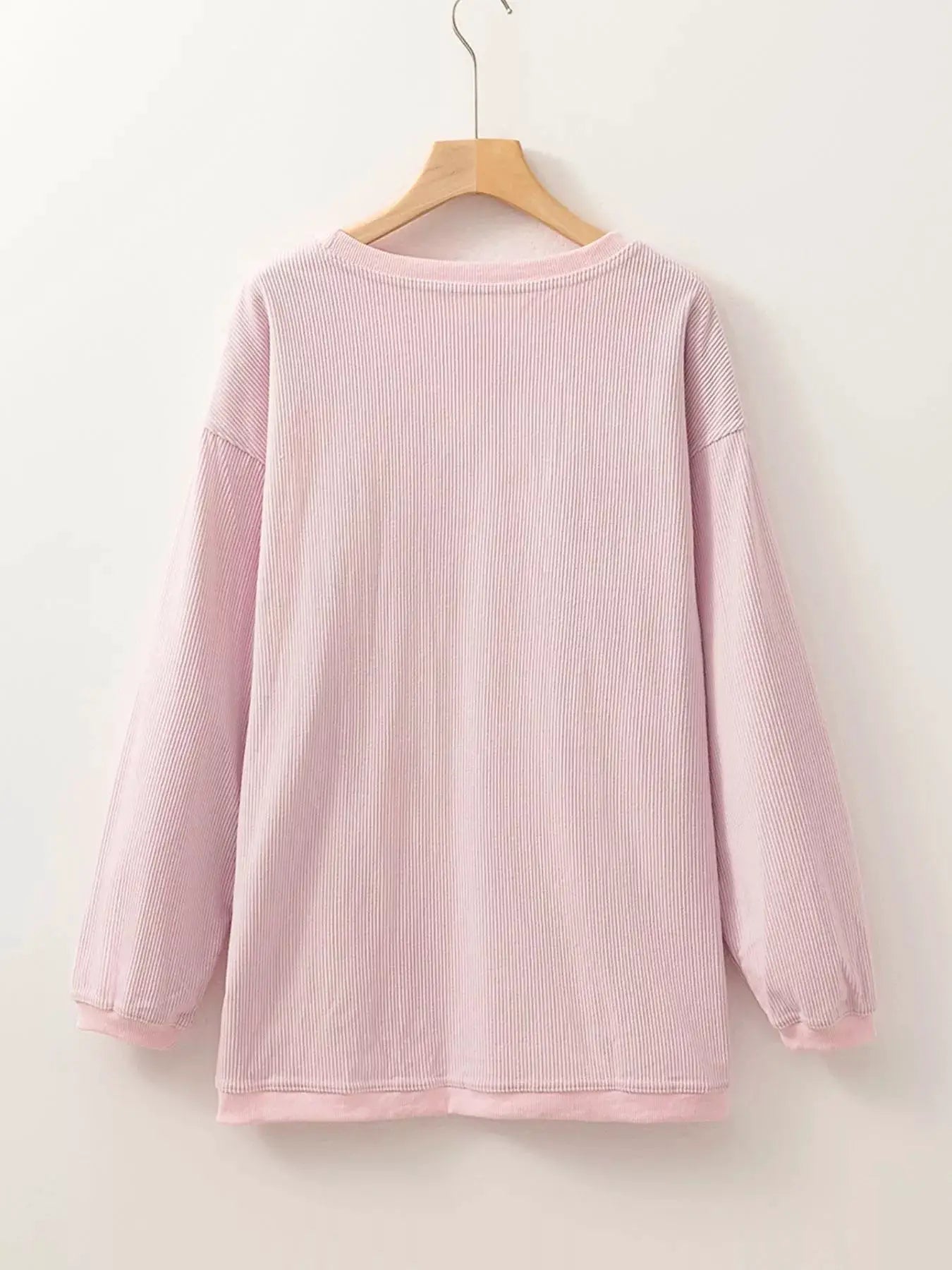 Ribbed Corduroy Oversized Sweatshirt by Trendsi