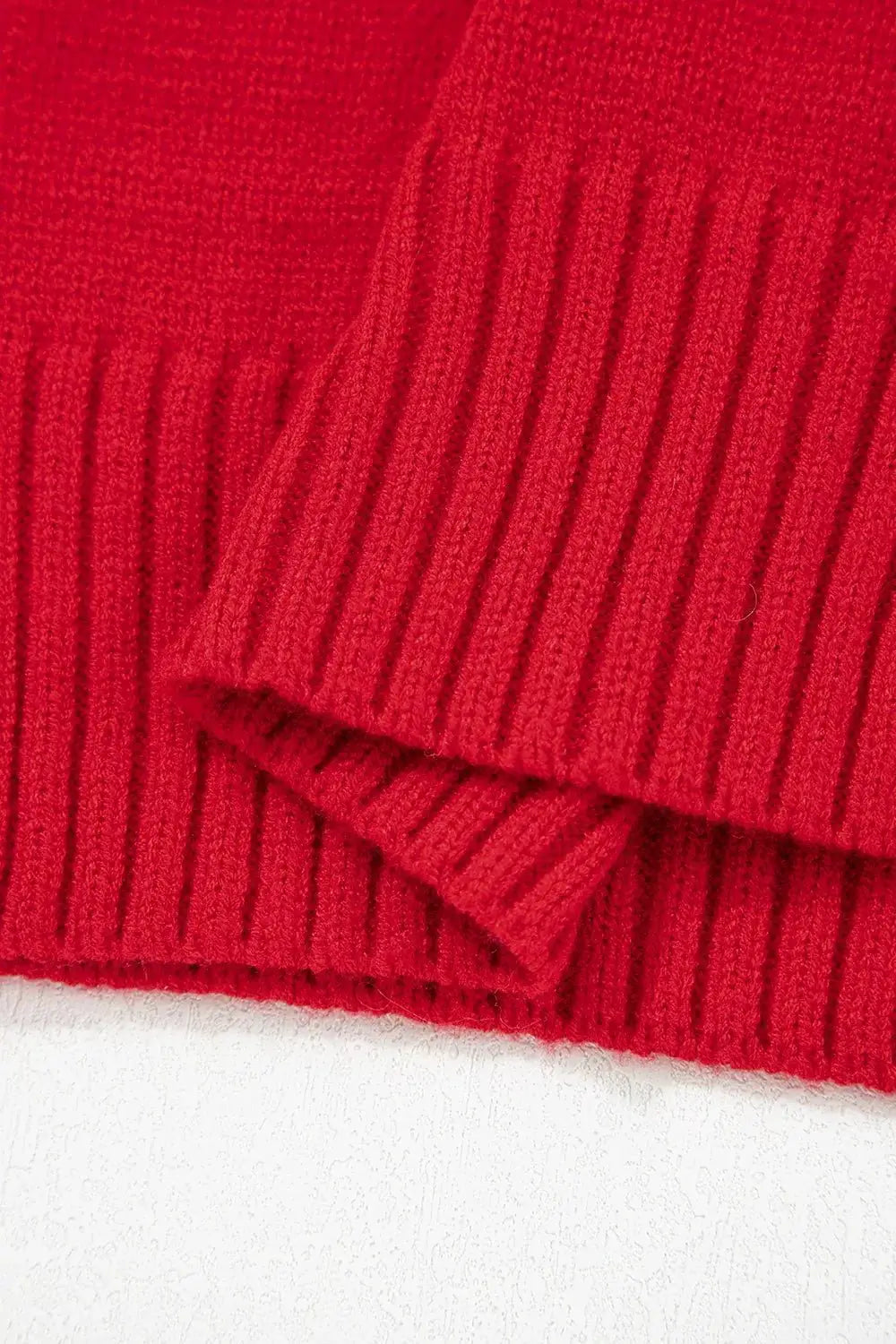 Ribbed Hem Long Sleeve Sweater by Trendsi