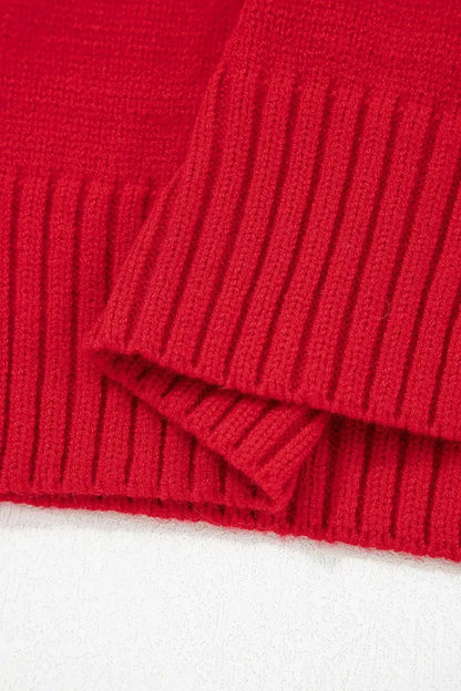 Ribbed Hem Long Sleeve Sweater by Trendsi