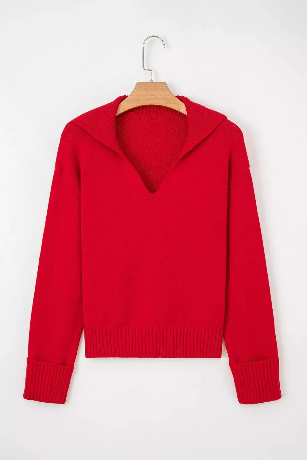 Ribbed Hem Long Sleeve Sweater by Trendsi