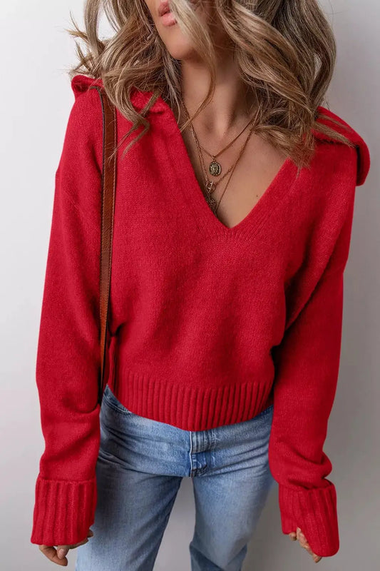Ribbed Hem Long Sleeve Sweater by Trendsi