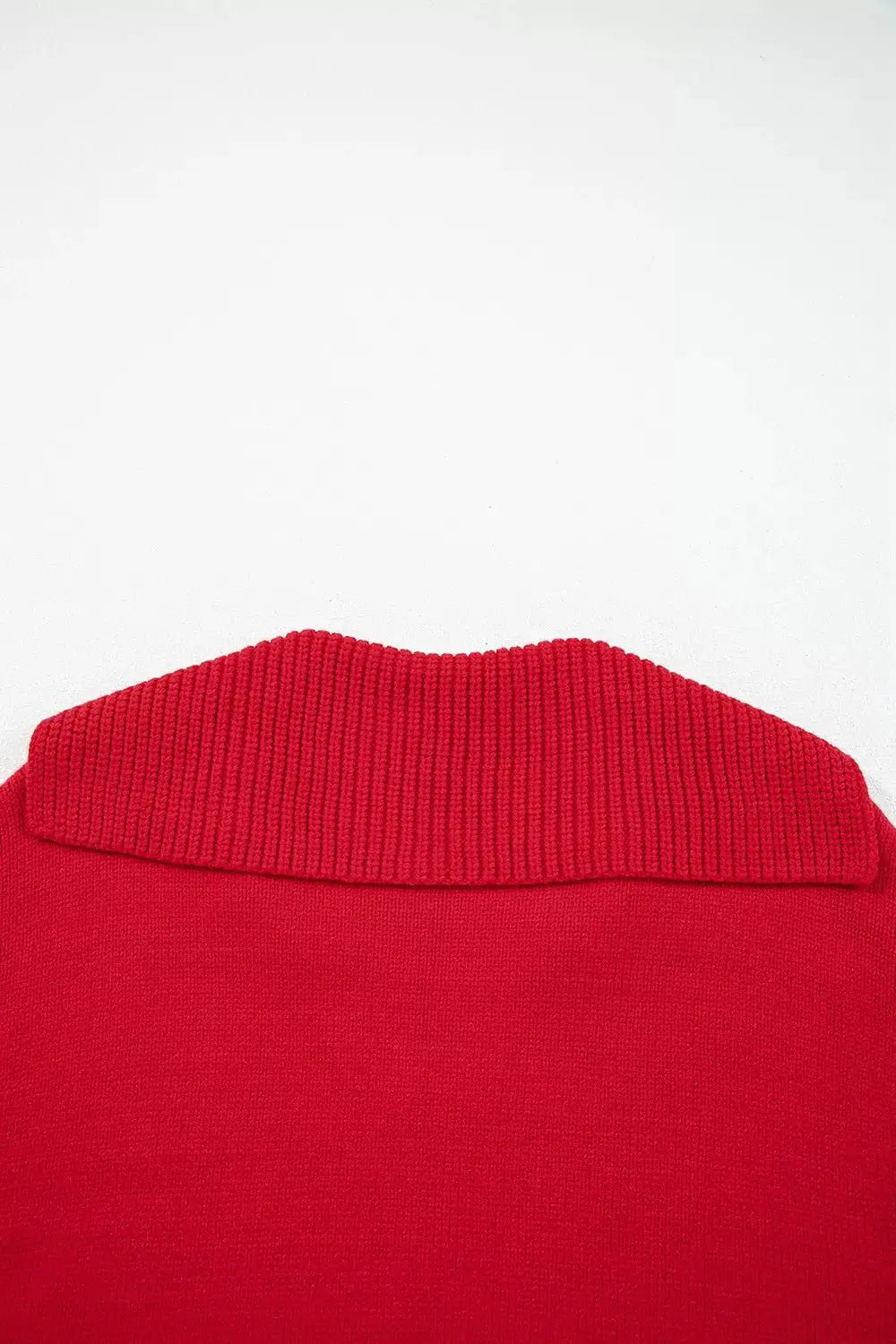 Ribbed Hem Long Sleeve Sweater by Trendsi