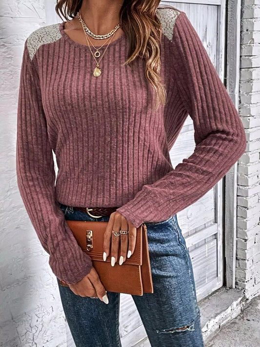 Ribbed Long Sleeve Knit Top - Bitsy Gypsy Boutique