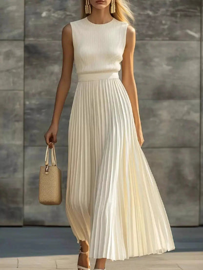 Ribbed Sleeveless Pleated Maxi Dress - Bitsy Gypsy Boutique