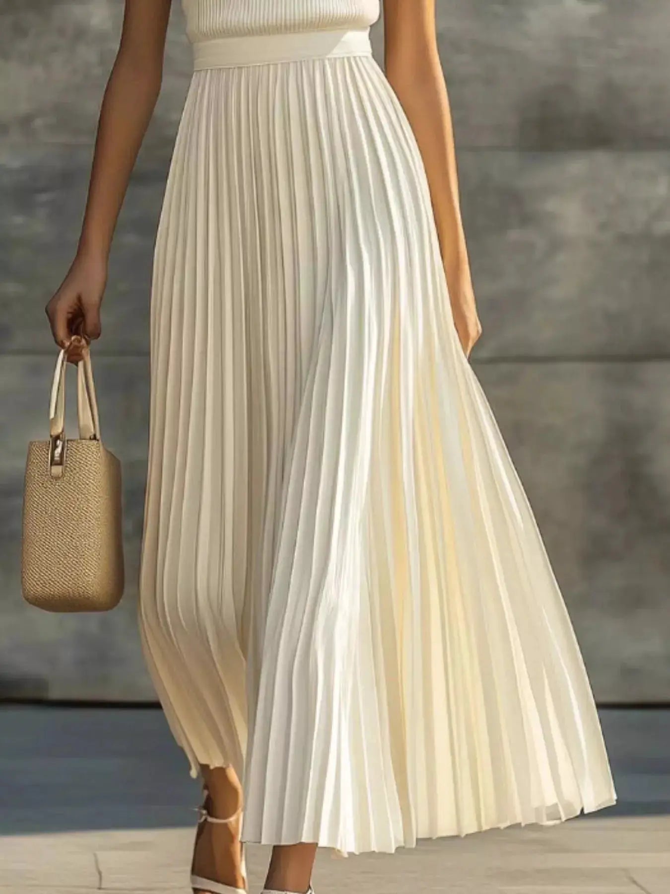 Ribbed Sleeveless Pleated Maxi Dress - Bitsy Gypsy Boutique