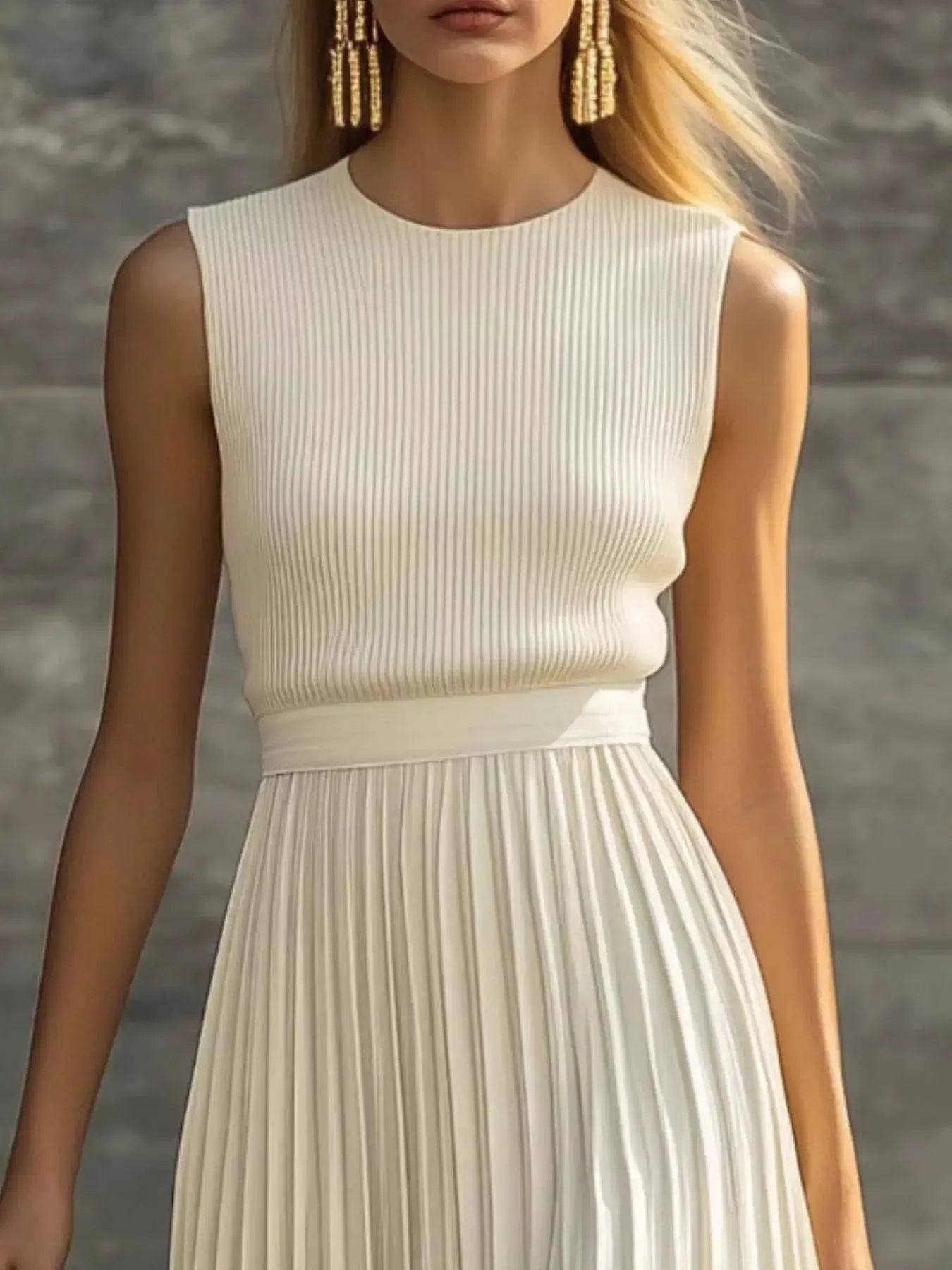 Ribbed Sleeveless Pleated Maxi Dress - Bitsy Gypsy Boutique