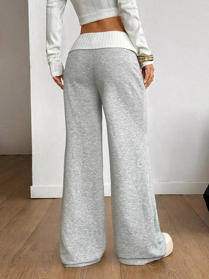 Ribbed Waistband Wide-Leg Pants - Bitsy Gypsy Boutique