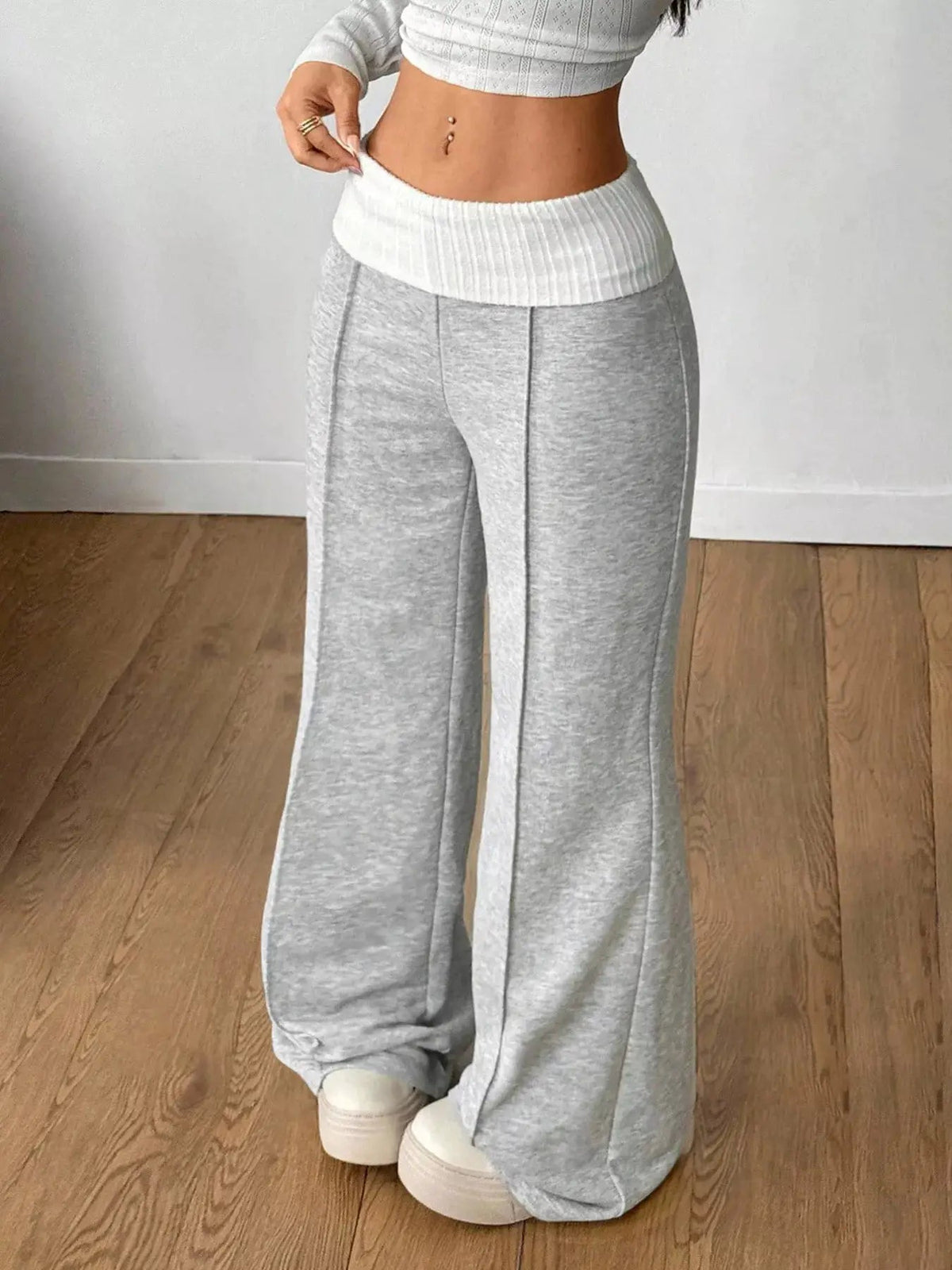 Ribbed Waistband Wide-Leg Pants - Bitsy Gypsy Boutique