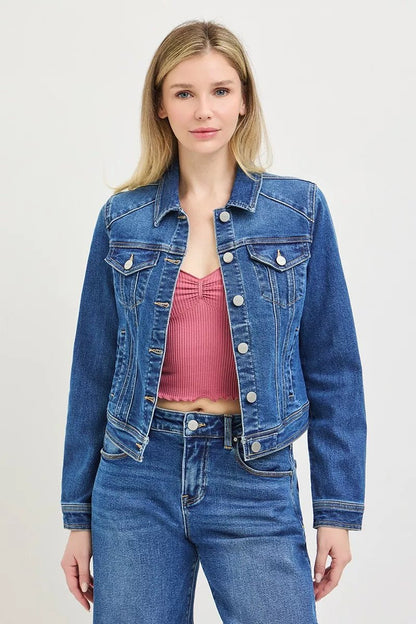 RISEN Basic Fitted Button Down Denim Jacket - Bitsy Gypsy Boutique