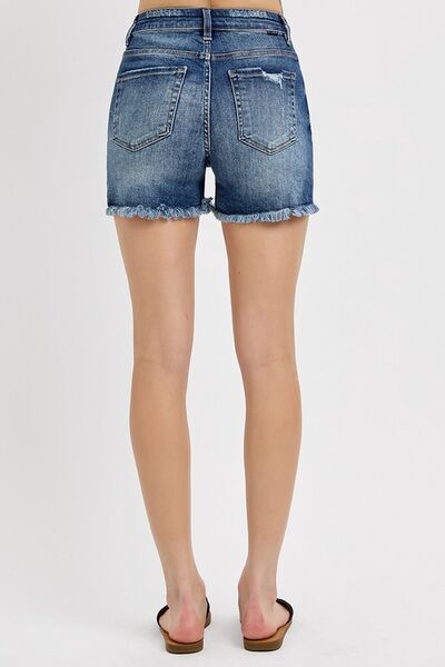 RISEN Distressed Raw Hem Denim Shorts - Bitsy Gypsy Boutique