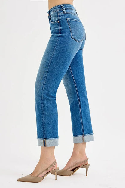 RISEN Full Size High Rise Boyfriend Fit Ankle Jeans Plus SIze - Bitsy Gypsy Boutique