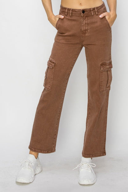 Risen Full Size High Rise Cargo Jeans - Bitsy Gypsy Boutique