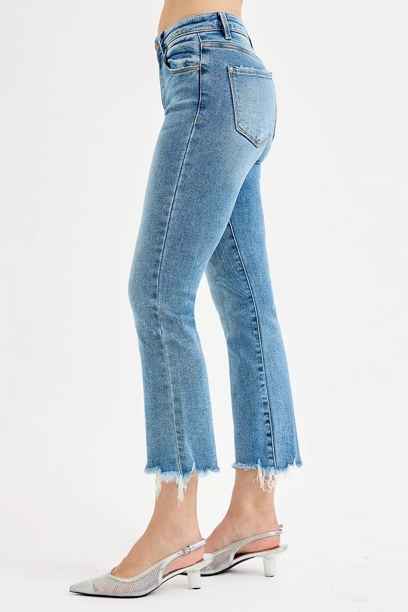 RISEN Full Size High Rise Crop Straight Slim Jeans Plus Size - Bitsy Gypsy Boutique