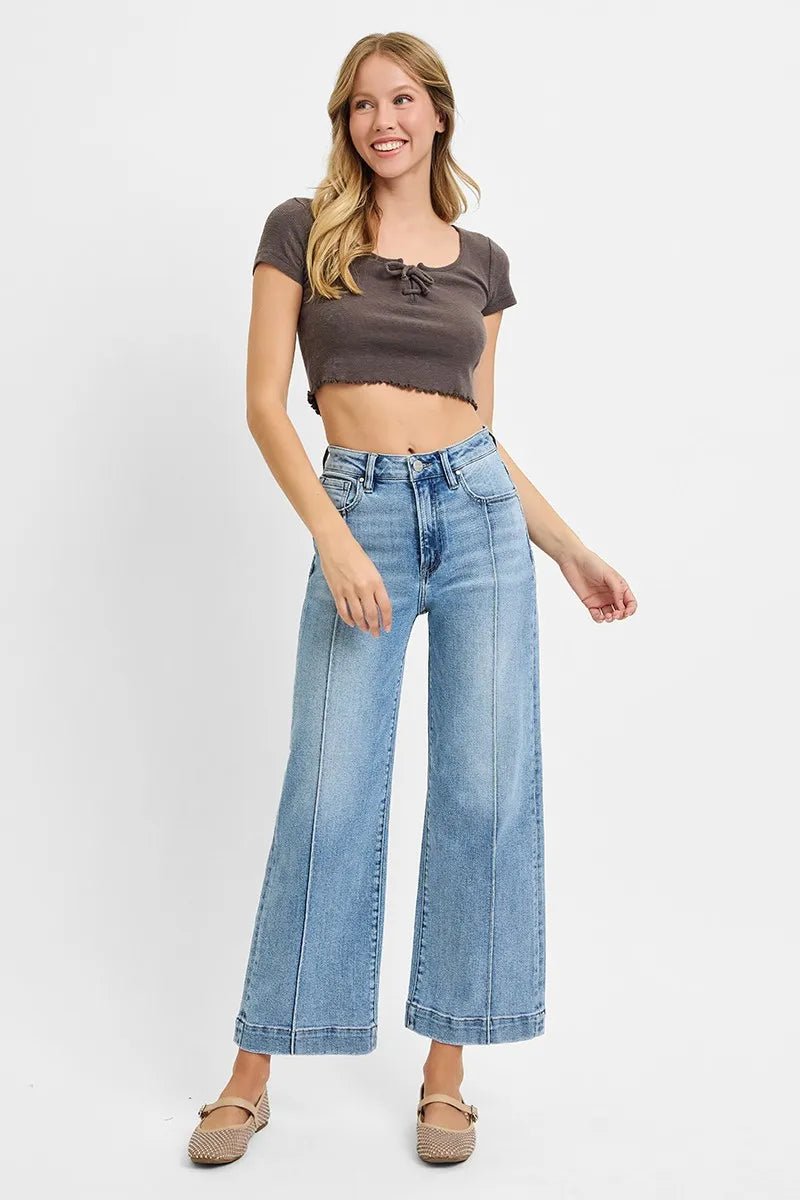 RISEN Full Size High Rise Crop Wide Leg Jeans Plus Size - Bitsy Gypsy Boutique