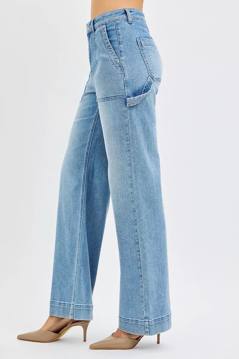 RISEN Full Size High Rise Straight Leg Jeans with Front Pockets Plus Size - Bitsy Gypsy Boutique