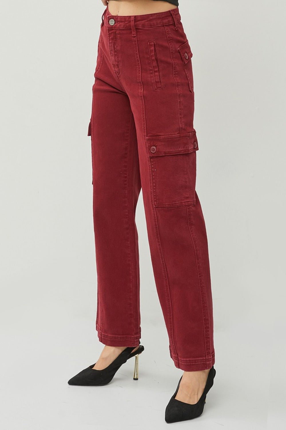 RISEN Full Size High Rise Wide Leg Cargo Jeans - Bitsy Gypsy Boutique