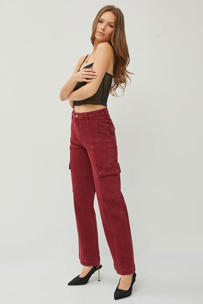 RISEN Full Size High Rise Wide Leg Cargo Jeans - Bitsy Gypsy Boutique
