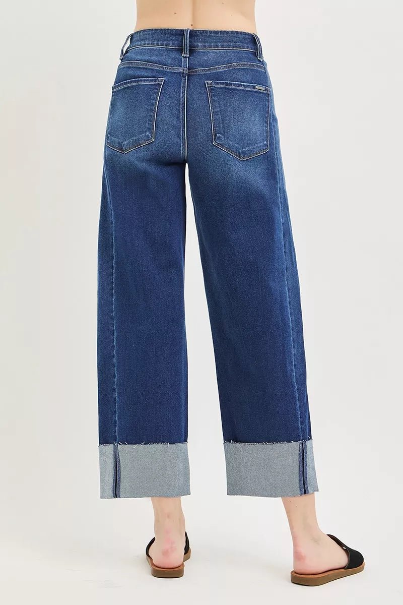 RISEN Full Size Slouchy Crop Barrel Cuffed Jeans Plus Size - Bitsy Gypsy Boutique