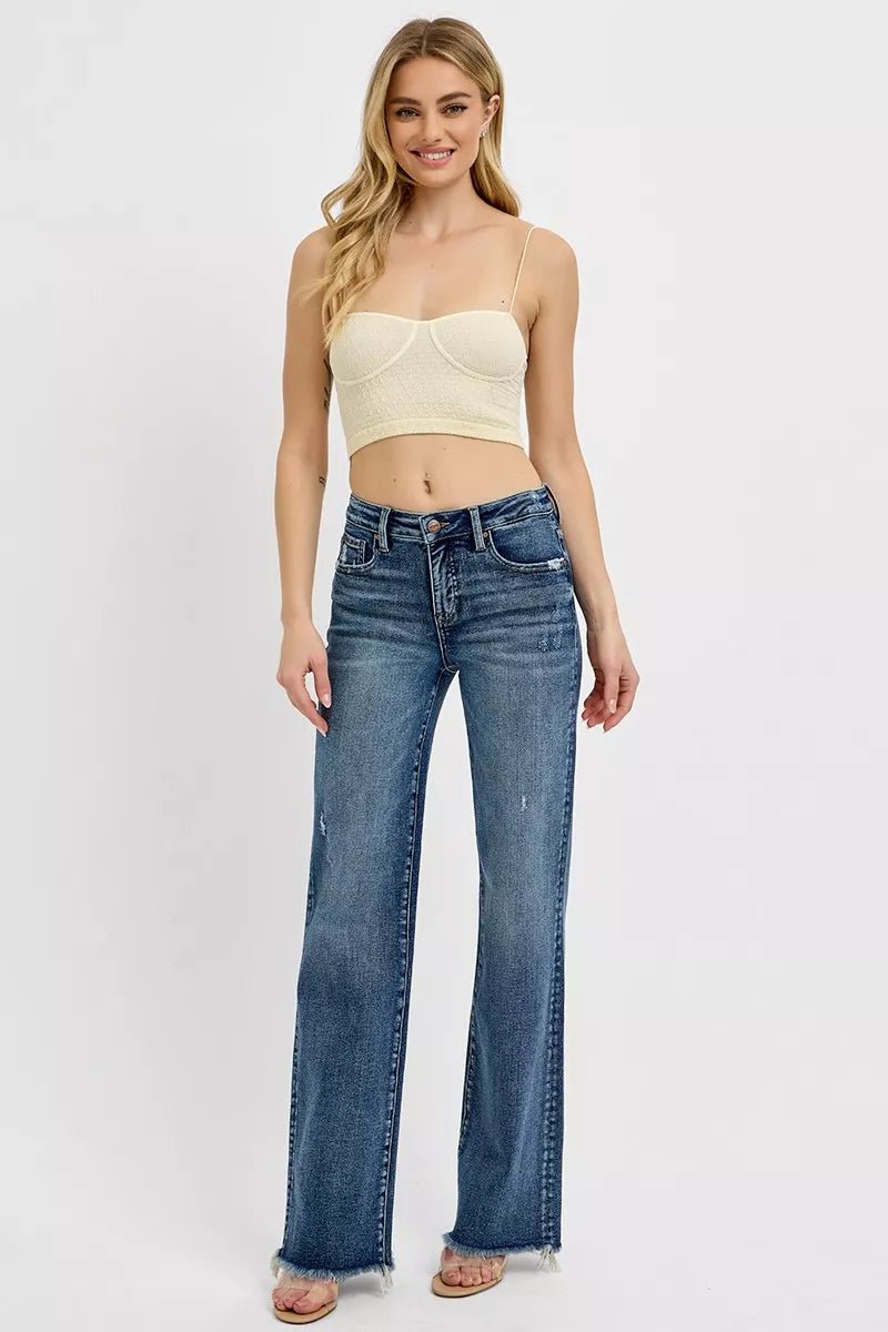 RISEN Full Size Tummy Control High Rise Long Straight Jeans Plus Size - Bitsy Gypsy Boutique