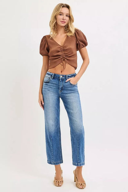 RISEN High Rise Crop Boyfriend Tapered Jeans - Bitsy Gypsy Boutique