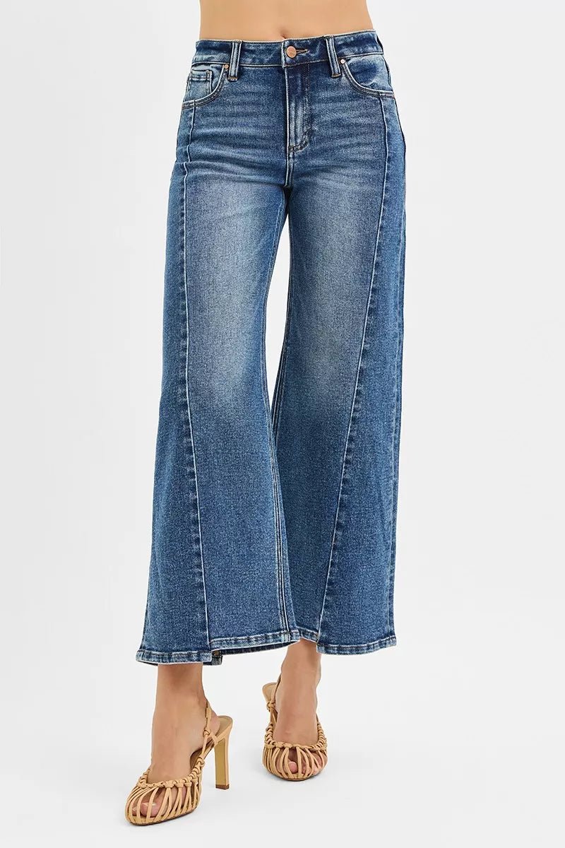 RISEN High Rise Crop Wide Leg Jeans with Step Hem - Bitsy Gypsy Boutique