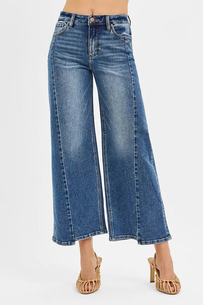 RISEN High Rise Crop Wide Leg Jeans with Step Hem - Bitsy Gypsy Boutique