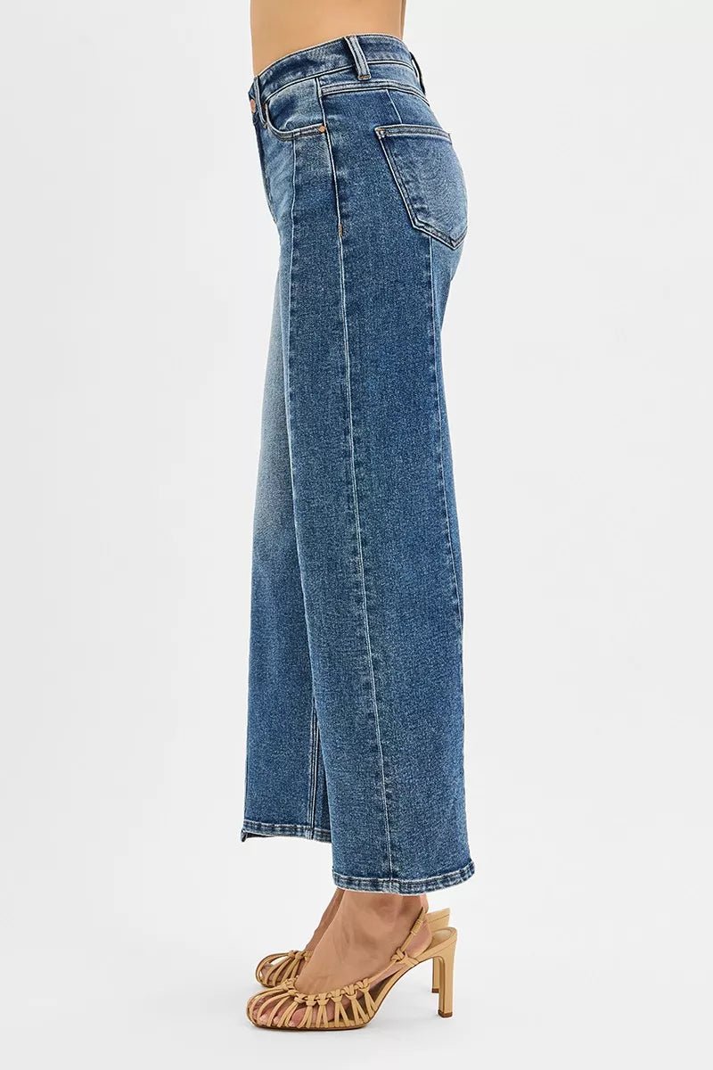 RISEN High Rise Crop Wide Leg Jeans with Step Hem - Bitsy Gypsy Boutique