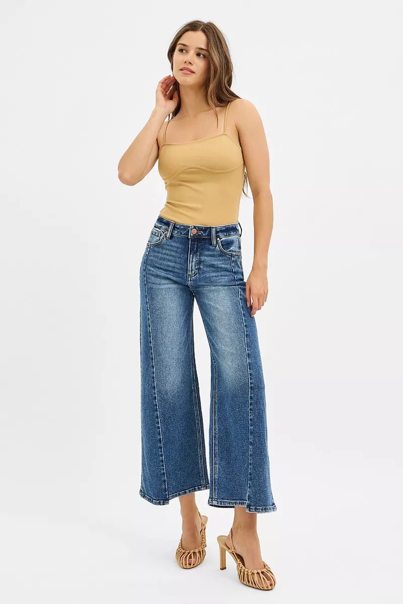 RISEN High Rise Crop Wide Leg Jeans with Step Hem - Bitsy Gypsy Boutique