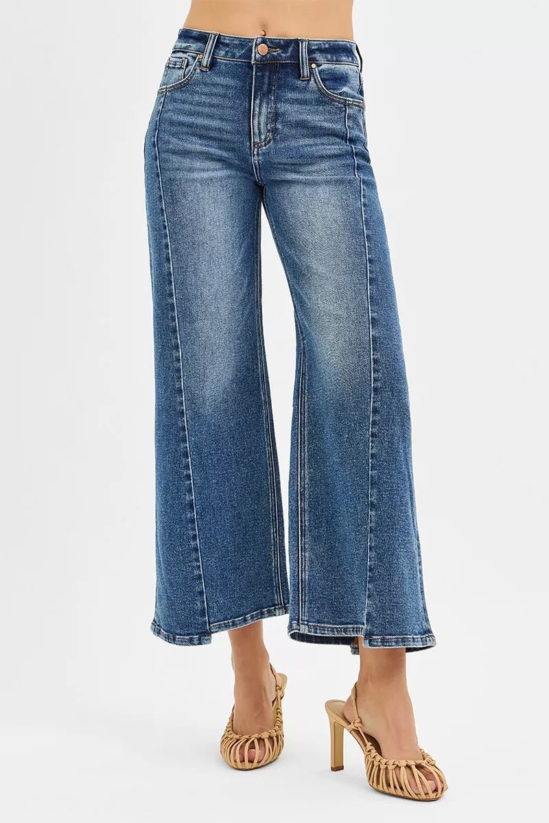 RISEN High Rise Crop Wide Leg Jeans with Step Hem - Bitsy Gypsy Boutique