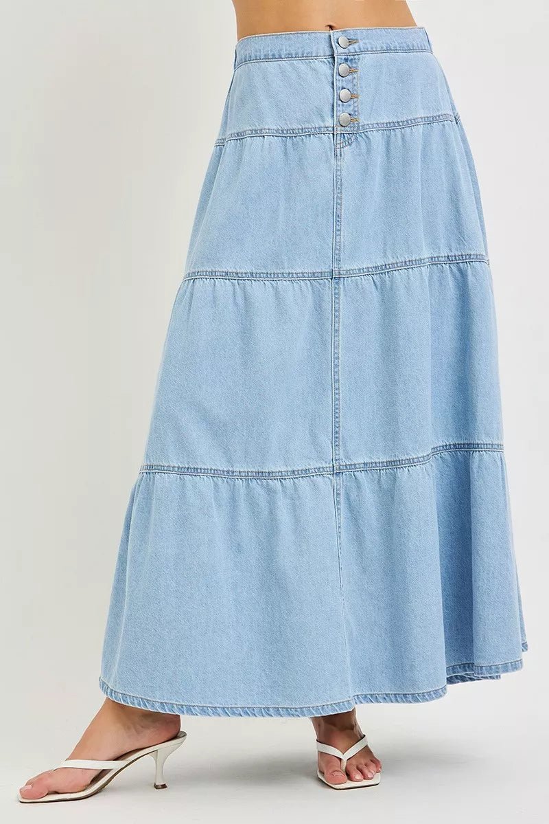 RISEN High Rise Ruffle Long Skirts - Bitsy Gypsy Boutique
