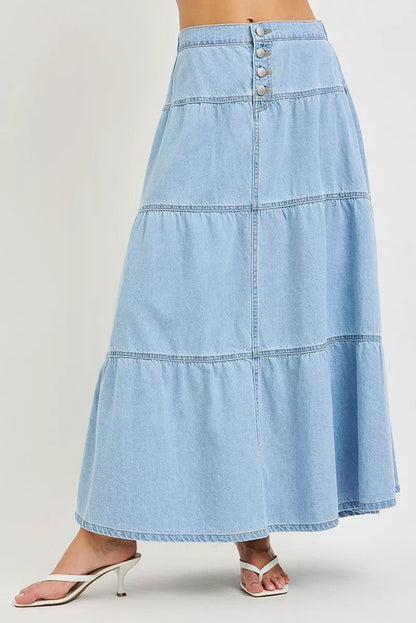 RISEN High Rise Ruffle Long Skirts - Bitsy Gypsy Boutique