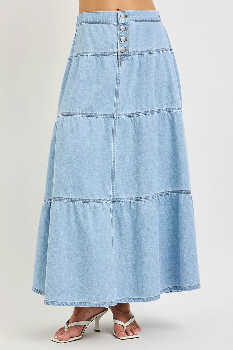 RISEN High Rise Ruffle Long Skirts - Bitsy Gypsy Boutique