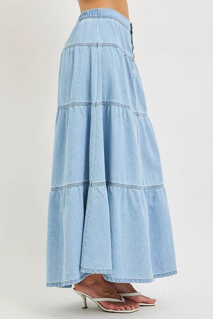 RISEN High Rise Ruffle Long Skirts - Bitsy Gypsy Boutique