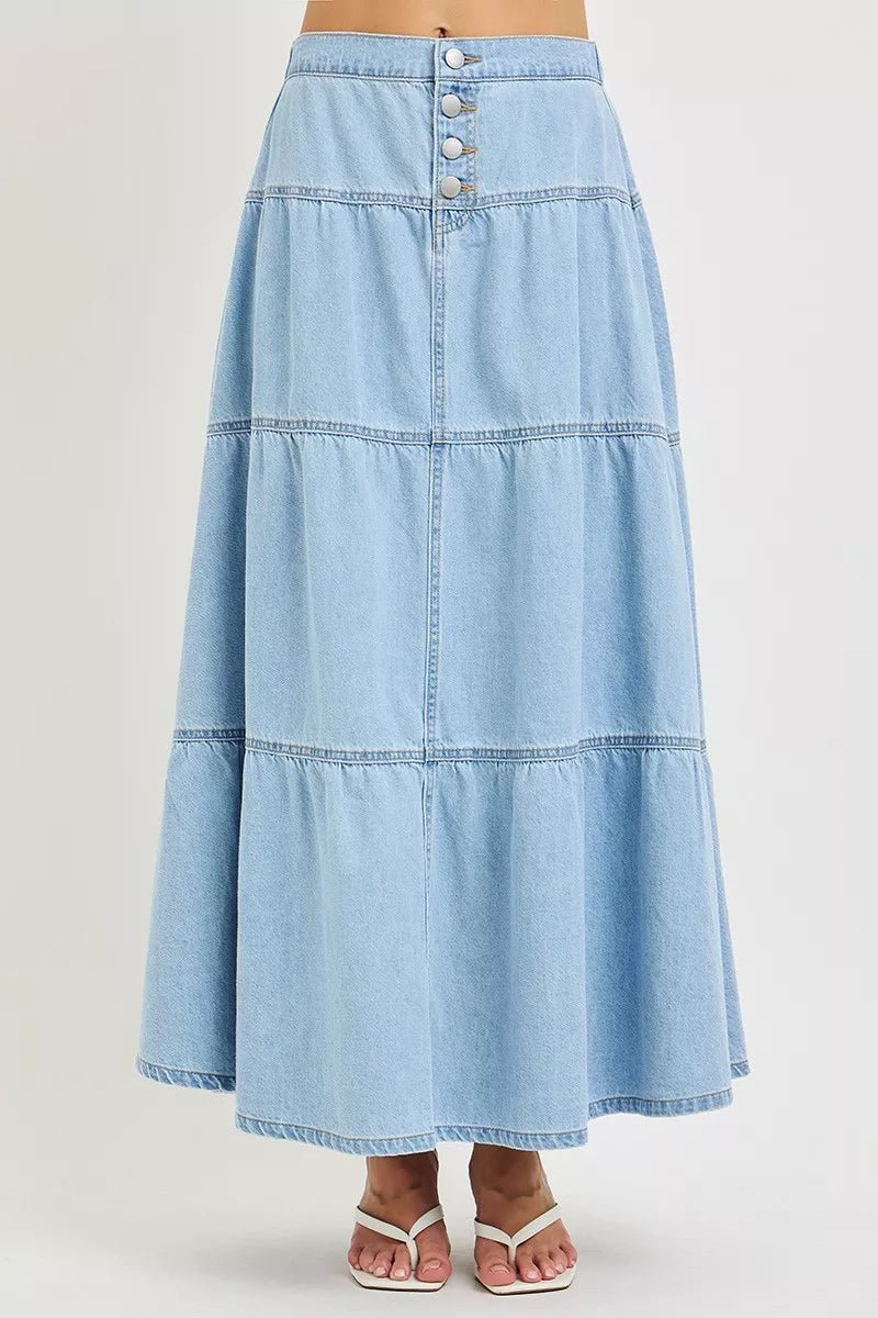 RISEN High Rise Ruffle Long Skirts - Bitsy Gypsy Boutique