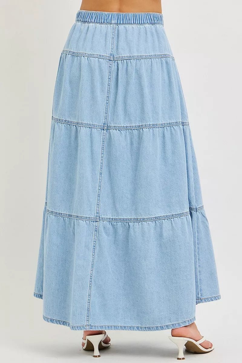 RISEN High Rise Ruffle Long Skirts - Bitsy Gypsy Boutique