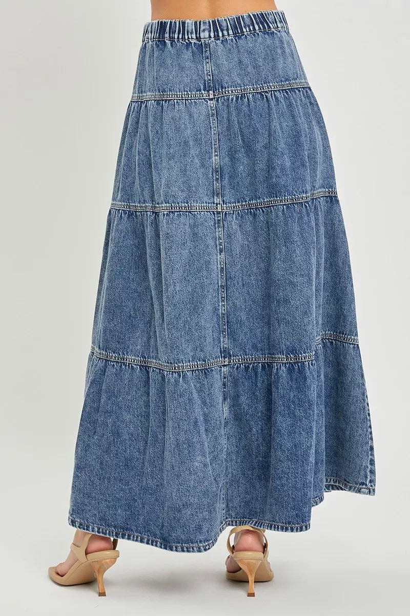 RISEN High Rise Ruffle Long Skirts - Bitsy Gypsy Boutique