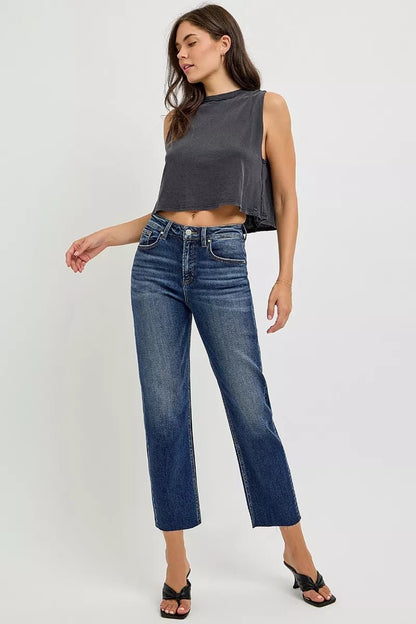 RISEN High Rise Slim Barrel Jeans - Bitsy Gypsy Boutique