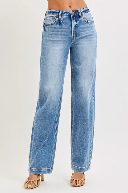 RISEN High Rise Wide Baggy Jeans - Bitsy Gypsy Boutique