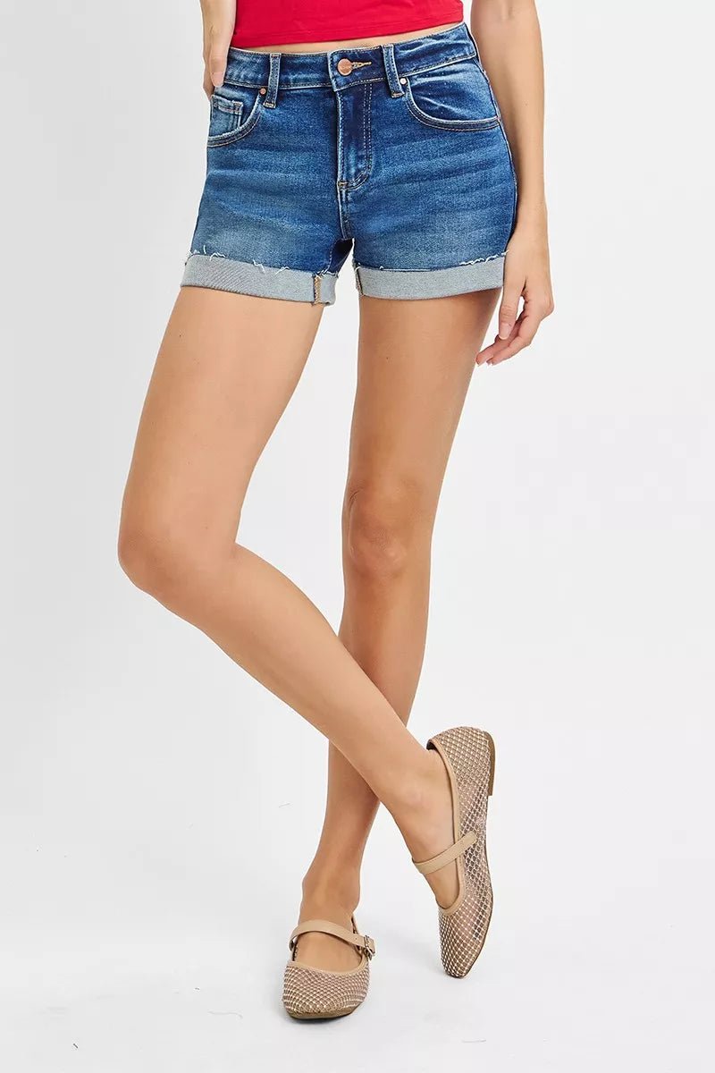 RISEN Low Rise Cuffed Shorts - Bitsy Gypsy Boutique