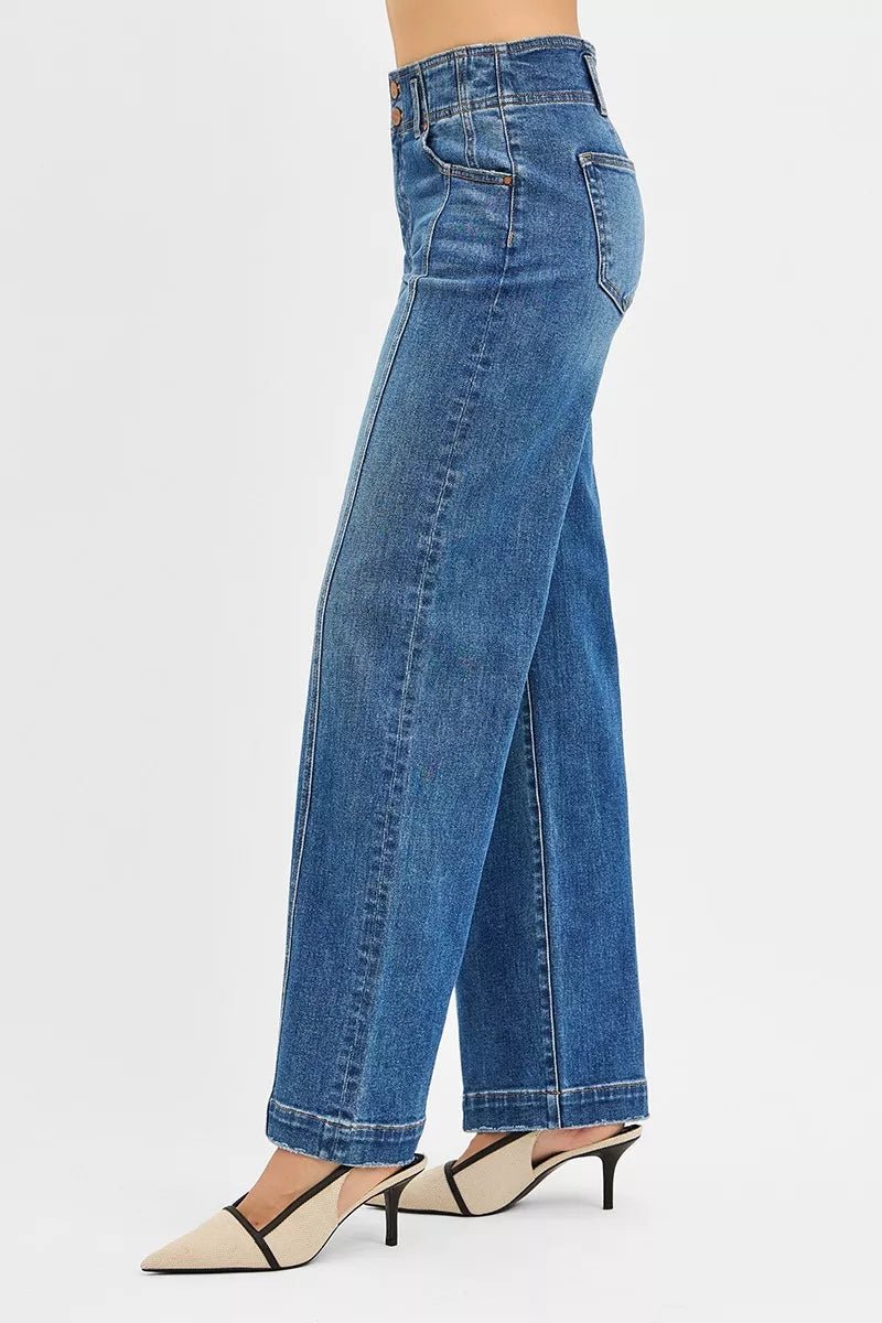 RISEN Mid Rise Fit Wide Baggy Jeans - Bitsy Gypsy Boutique