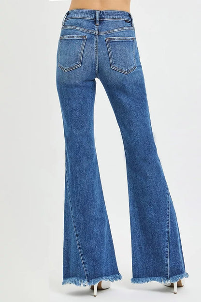 RISEN Mid Rise Flare Side Seam Detailing Jeans - Bitsy Gypsy Boutique
