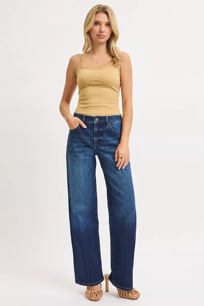 RISEN Mid Rise Wide Baggy Jeans - Bitsy Gypsy Boutique