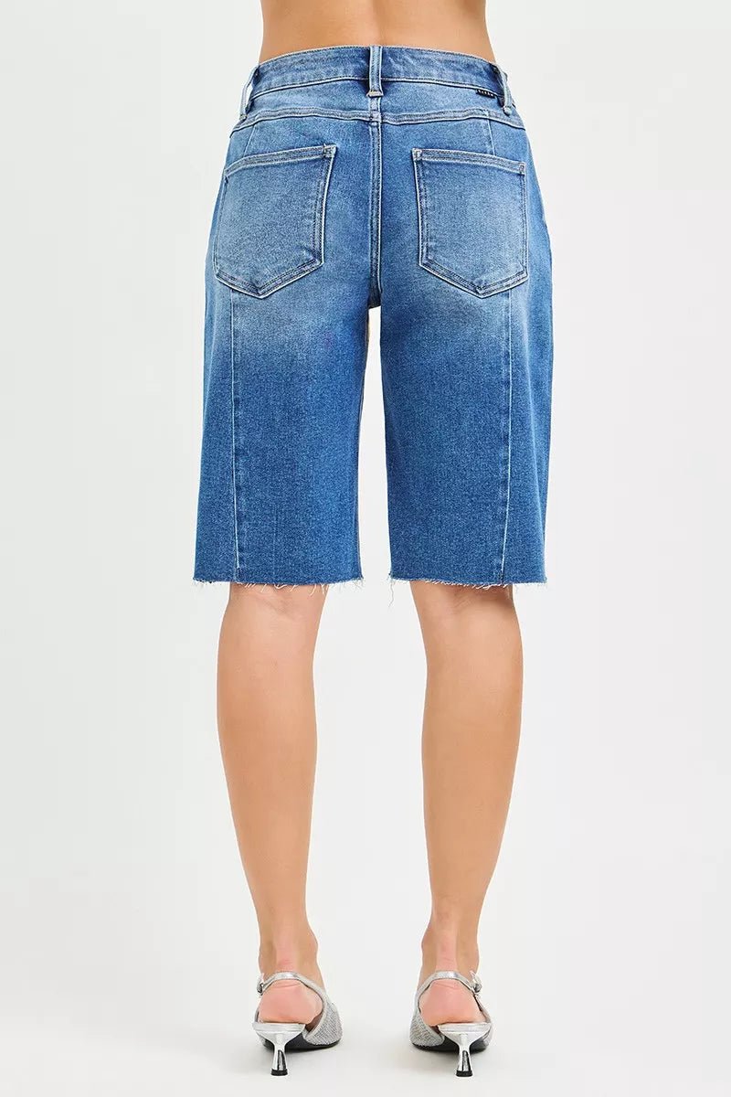 RISEN Raw Hem Slouchy Seamed Jorts - Bitsy Gypsy Boutique