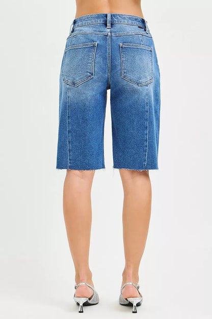 RISEN Raw Hem Slouchy Seamed Jorts - Bitsy Gypsy Boutique