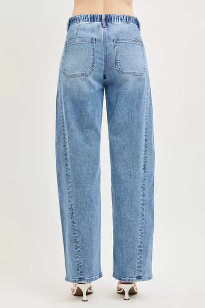 RISEN Relaxed Fit Drawstring Waist Jeans - Bitsy Gypsy Boutique